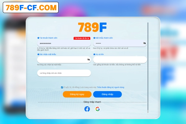 3 bước đăng ký tài khoản 789f 3 bước đăng ký tài khoản 789f