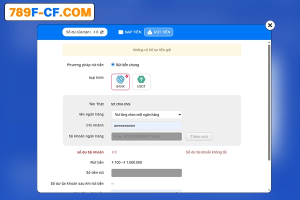Cách rút tiền từ nhà cái 789F Cách rút tiền từ nhà cái 789F